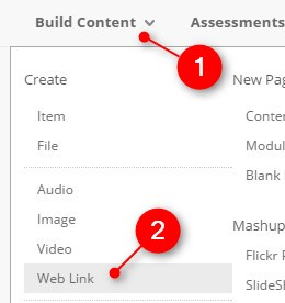 Click Build Content, then click on Web Link