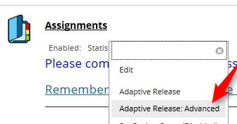 Click on Adaptive Release: Advanced.