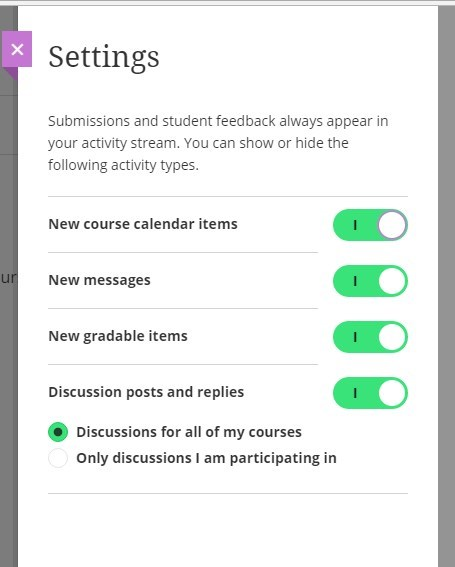 Adjust your settings as desired