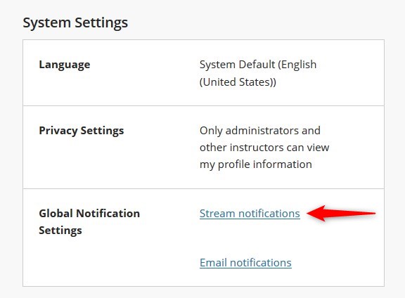Set your Activity Stream notifications. Click Stream notifications.