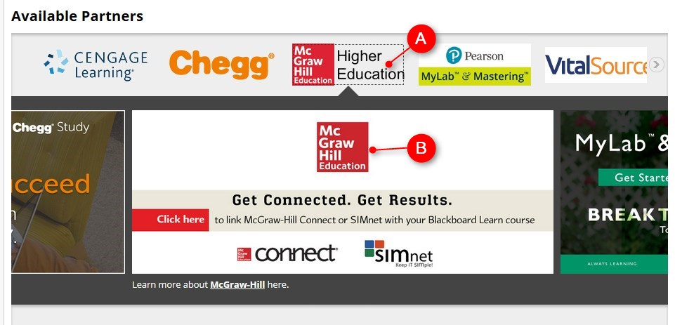 Click on the McGraw-Hill link at the top and then click on the banner.