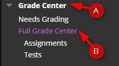 Click Grade Center and Click Full Grade Center