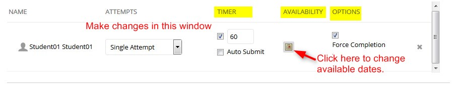 Make all your changes in this window. If you change the available dates, you will need to save those dates.