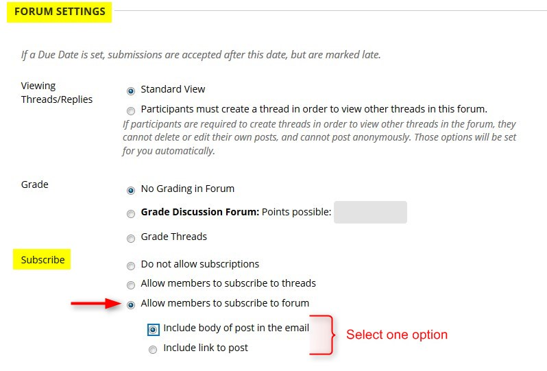 In the Forum Settings/Subscribe, click Allow members to subscribe to forum. You can select one option for the email content.  