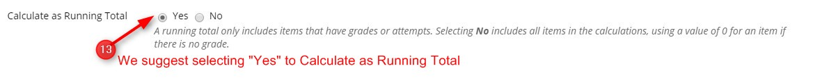 9. Select the Calculate as Running Total. 