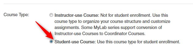 Under Course Type click on Student-use Course 