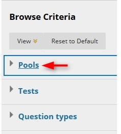 In the Browse Criteria, click Pools