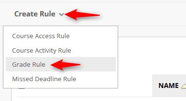 Click Create Rule and the Grade Rule