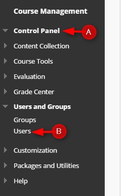 Go into the Master Course and Click Control Panel and Users