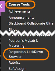Navigate to Course Tools and find Respondus Lockdown Browser in the list. Click the link.