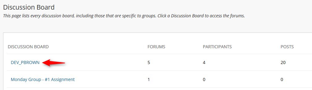 Click on your Class Discussion Board to get to the forums.