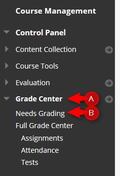 Click Grade Center/Needs Grading