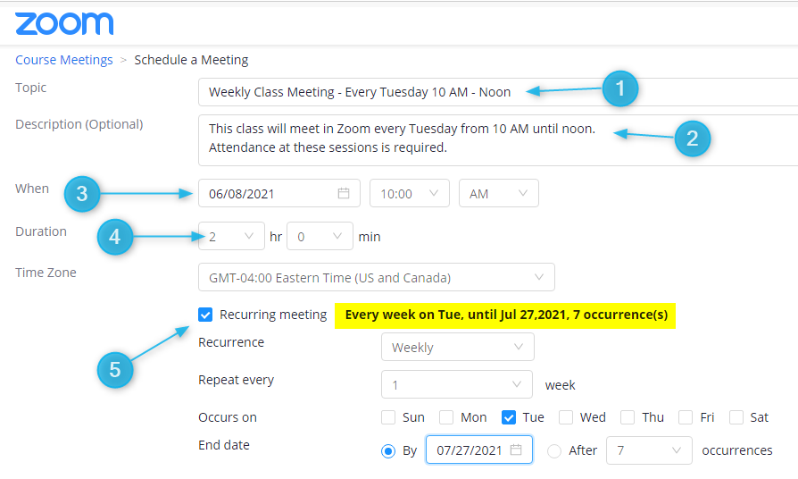 You can schedule a single meeting or a recurring meeting