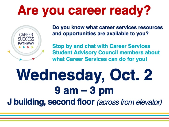 Career Services pop-up info table @ Main campus 
