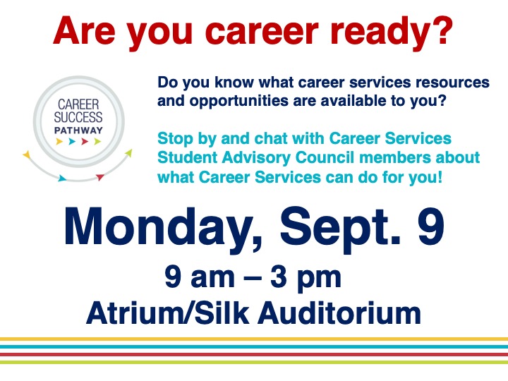Career Services pop-up info table @ Main campus 