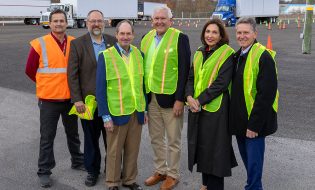 Pictured from left: Eric Evans, CDL Training Manager, Stark State College; Mike Conway, Department Chair, Automotive, Transportation, and CDL Technology Division, Stark State College; Jim Staley, GAR Distribution Committee Chair and retired Chief Executive Officer, Roadway; Brad Schroeder, GAR Distribution Committee Member and Chief Executive Officer, ACRT Services, Inc.; Para Jones, President, Stark State College; and Lindsey Loftus, Vice President of Advancement, Stark State College.