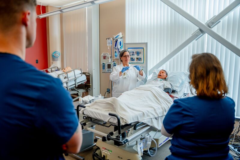 RN completion or paramedic, paramedic to RN lab, instructors demonstrating task for students